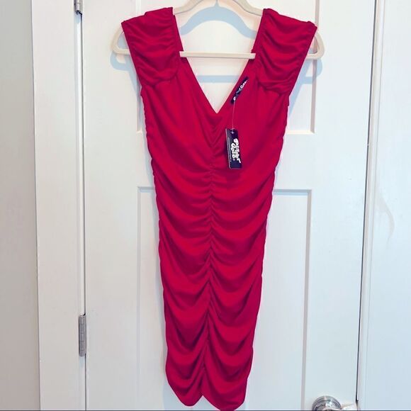 NWT! Planet Gold Red Sleeveless “Ruched” Mini Dress Women’s Size Medium M - Picture 2 of 6